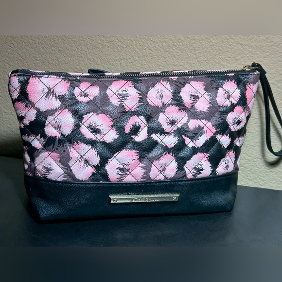 Betsey Johnson Pink and Black Bow Cosmetic Bag - Picture 2 of 4